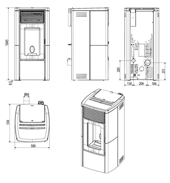 Pelletofen MCZ STAR Air 8 R M3 (Anschluss hinten) - Maestro+ - 8 kW