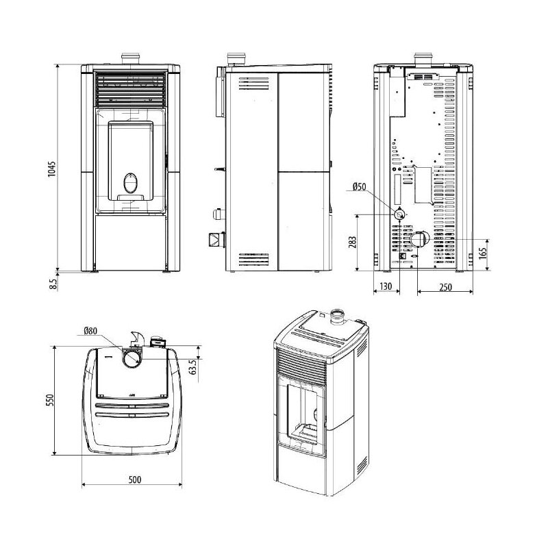 Pelletofen MCZ STAR Comfort Air 10 UP M3 (Anschluss oben) kanalisierbar - Maestro+ - 10 kW