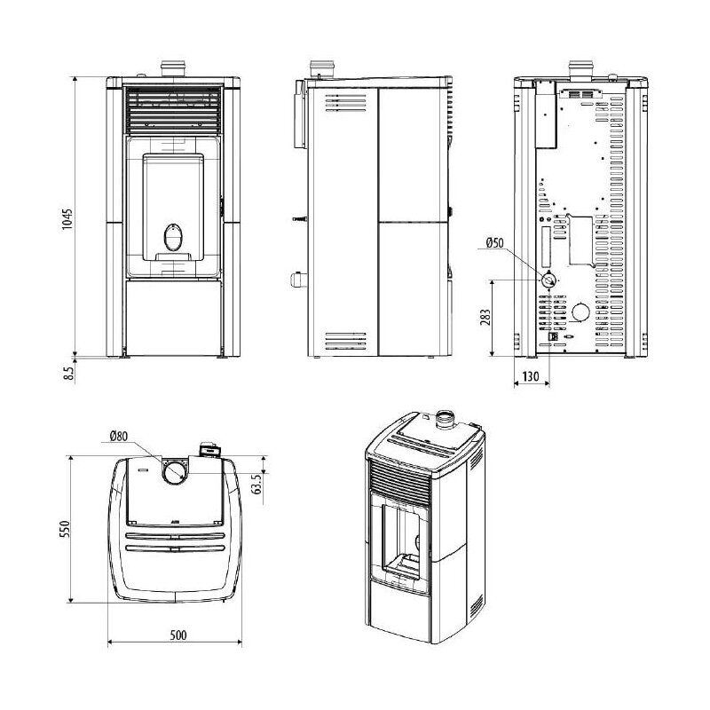 Pelletofen MCZ STAR Air 8 UP M3 (Anschluss oben) - Maestro+ - 8,1  kW