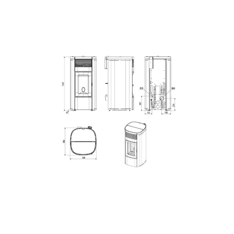 Pelletofen MCZ MUSA Comfort Air 12 R M3 (Anschluss hinten) kanalisierbar - Maestro+ - 12 kW