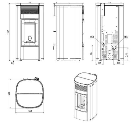 Pelletofen MCZ MUSA Comfort Air 12 R M3 (Anschluss hinten) kanalisierbar - Maestro+ - 12 kW