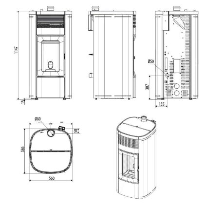 Pelletofen MCZ MUSA Comfort Air 12 UP M3 (Anschluss oben) kanalisierbar - Maestro+ - 12 kW