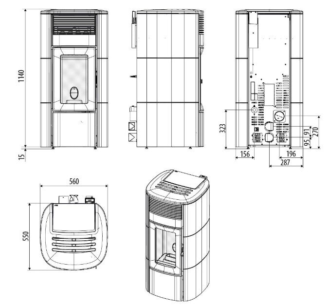 Pelletofen MCZ CLUB Comfort Air 12 R M3 (Anschluss hinten) kanalisierbar - Maestro+ - 12 KW