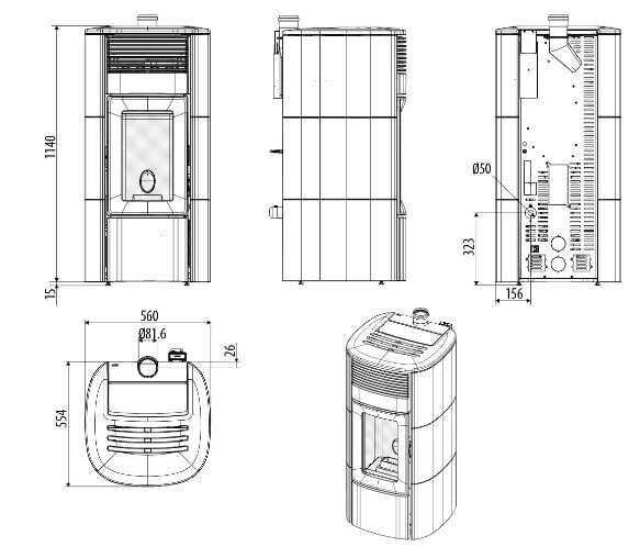 Pelletofen MCZ CLUB Air 10 UP M3 (Anschluss oben) - Maestro+ - 10 kW
