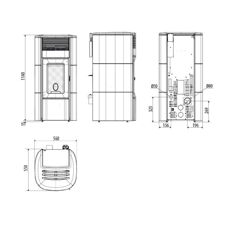 Pelletofen MCZ SUITE Air 10 R M3 (Anschluss hinten) - Maestro+ - 10 kW