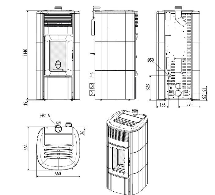 Pelletofen MCZ SUITE Comfort Air 12 UP M3 (Anschluss oben) kanalisierbar - Maestro+ - 12 KW