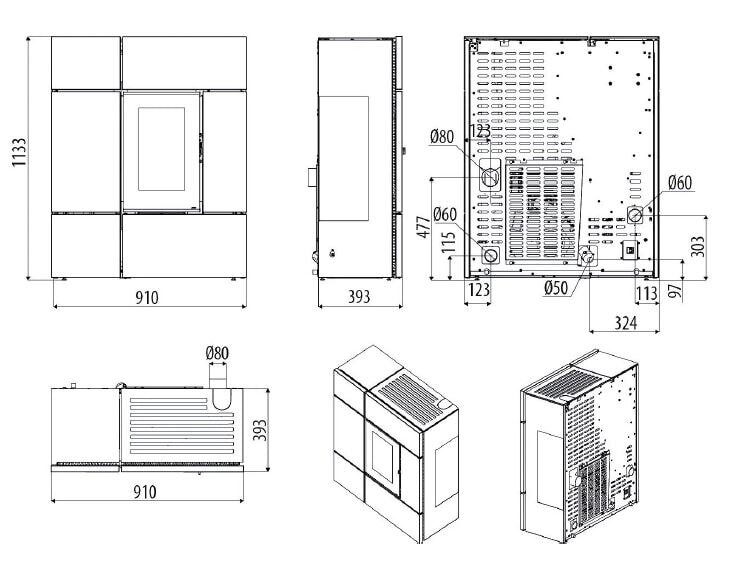 Pelletofen MCZ STREAM Comfort Air 12 UP M2 (Anschluss oben) kanalisierbar - Maestro+ - 12  kW
