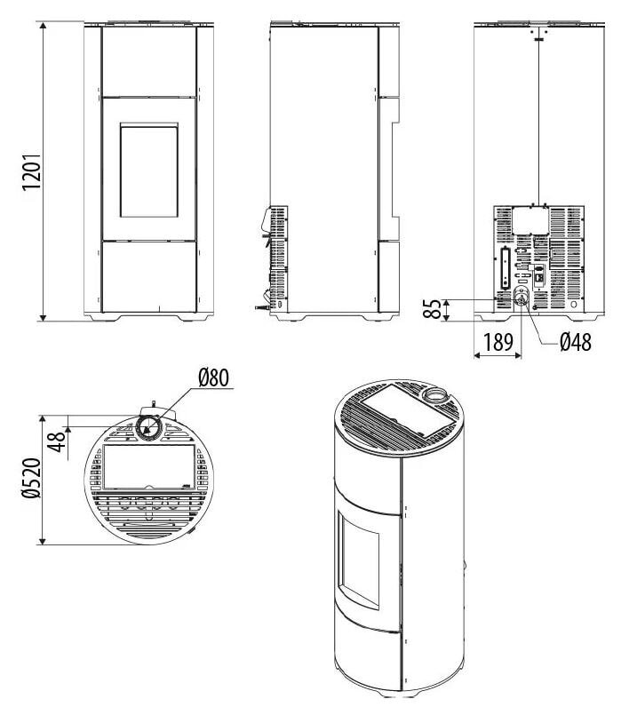 Pelletofen MCZ HALO Air 8 UP M2 (Anschluss oben) - Maestro+ - 8 kW