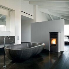 Pelletofen wassergef&uuml;hrt MCZ CLIO Hydro 16 R S2 (Anschluss hinten) - mit Hocheffizienzpumpe - 16 kW