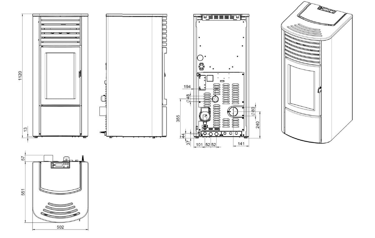 Pelletofen wassergeführt MCZ CLIO Hydro 16 R S2 (Anschluss hinten) - mit Hocheffizienzpumpe - 16 kW