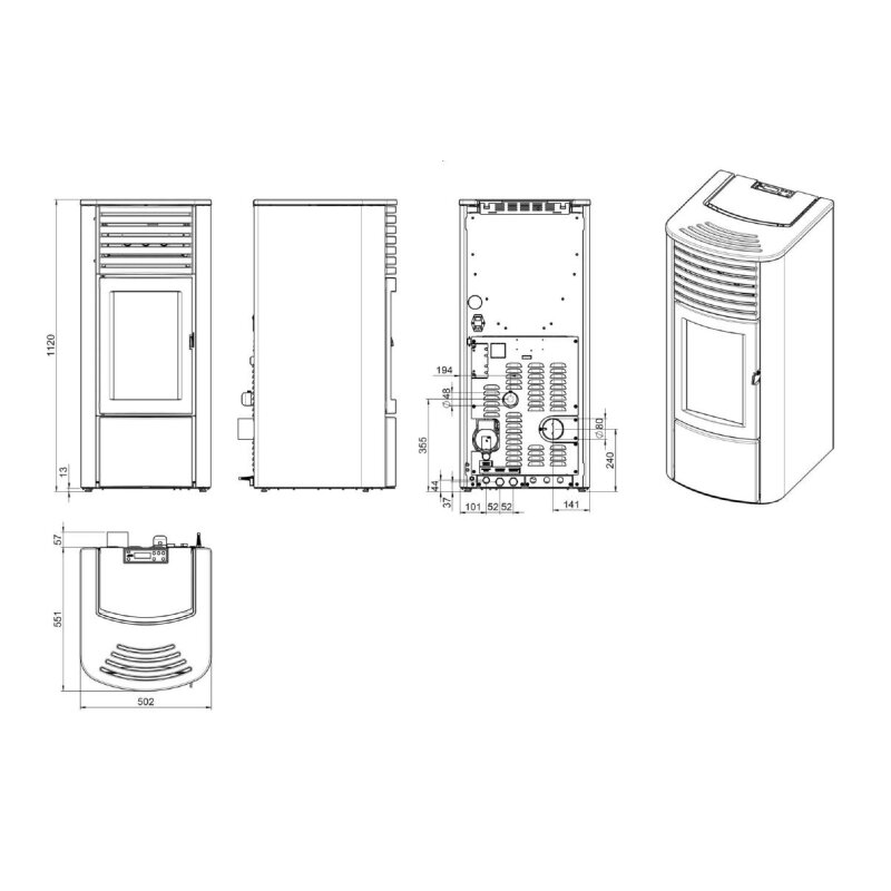 Pelletofen wassergeführt MCZ CLIO Hydro 23 R S2 (Anschluss hinten) - mit Hocheffizienzpumpe- 22,4 kW