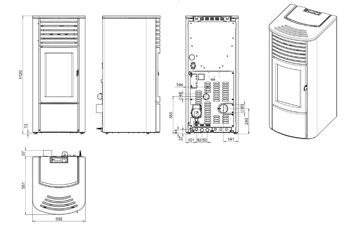 Pelletofen wassergeführt MCZ CLIO Hydro 23 R S2 (Anschluss hinten) - mit Hocheffizienzpumpe- 22,4 kW