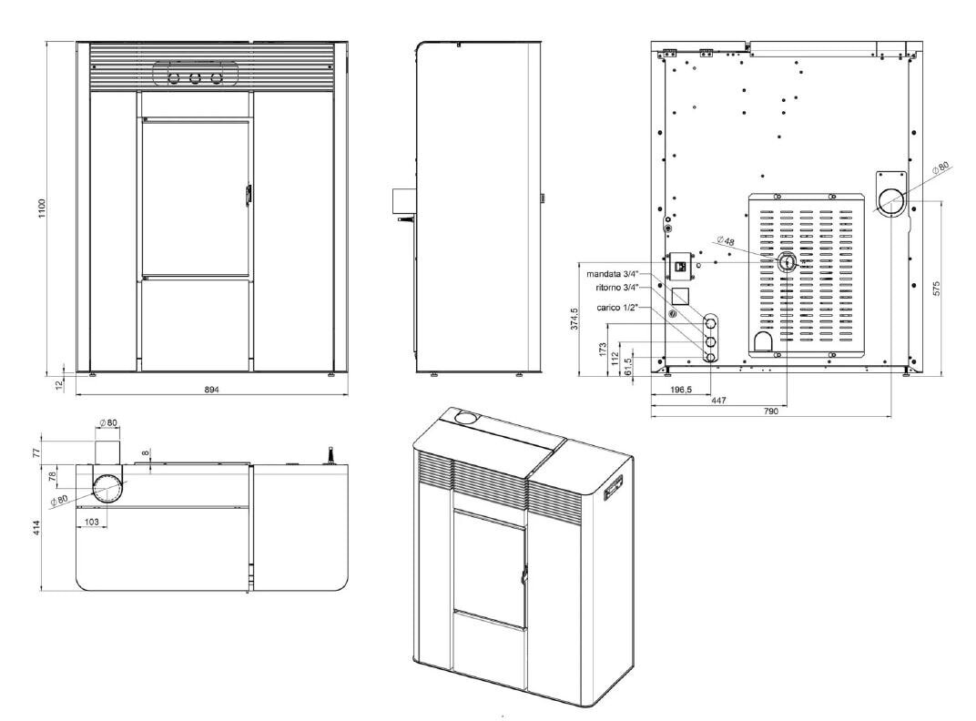 Pelletofen wassergeführt MCZ THEA Hydro 23 R S2 (Anschluss hinten) - mit Hocheffizienzpumpe - 22,4 kW