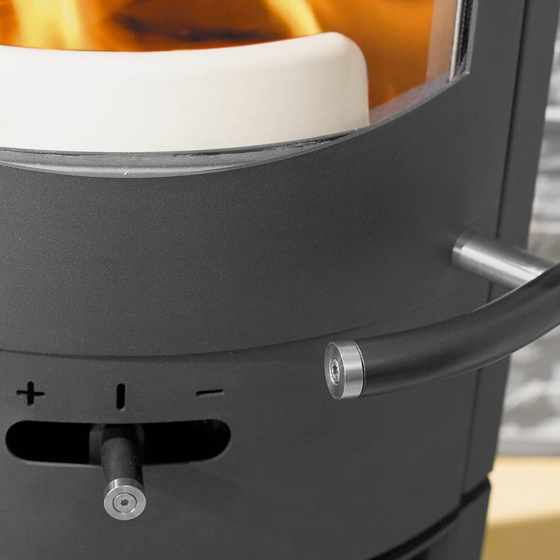 Kaminofen Austroflamm Flok 2.0 - Stahl - Warmhaltefach Keramik - 4 kW