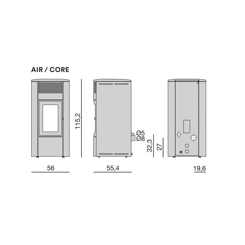Pelletofen MCZ CLUB Absolute Air 10 R M3 (Anschluss hinten) - Maestro+ - 10 kW