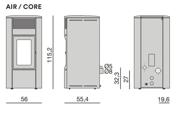Pelletofen MCZ CLUB Absolute Air 10 R M3 (Anschluss hinten) - Maestro+ - 10 kW