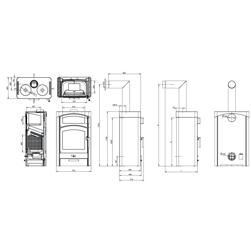 Kaminofen Austroflamm Pallas mit Kochplatten - 9 kW