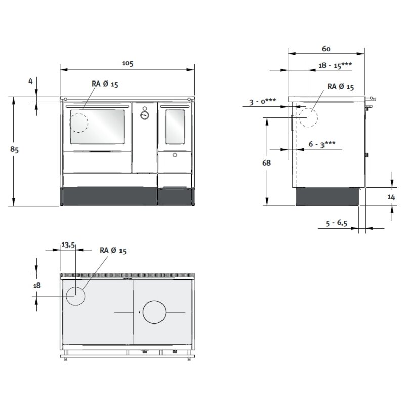 wassergeführter Zentralheizungsherd Lohberger Aquatherm Combi - AC 105 - 14 kW