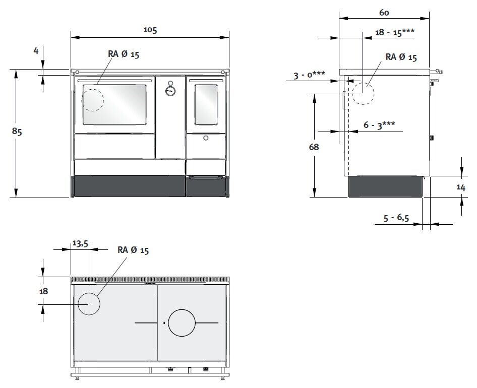 wassergeführter Zentralheizungsherd Lohberger Aquatherm Combi - AC 105 - 14 kW