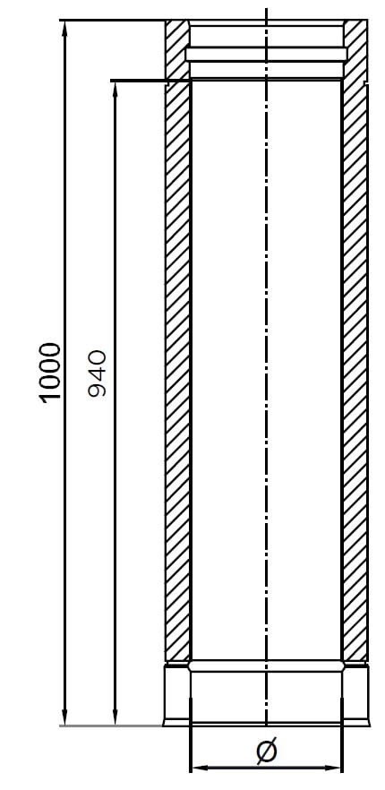 DW-ECO 2.0 - Längenelement 1000mm - Ø 150 mm