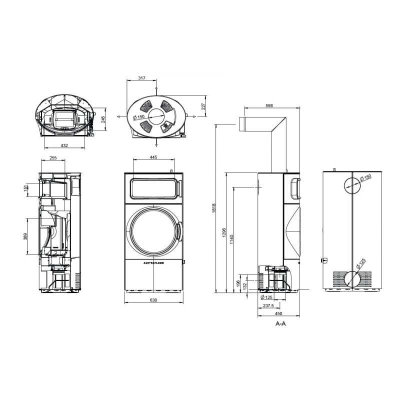 Kaminofen Austroflamm Clou Xtra Back (Wärmespeicherung) - 8 kW