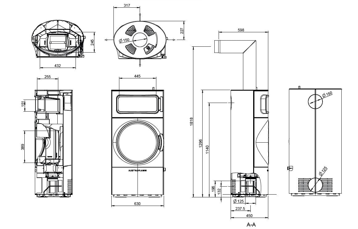 Kaminofen Austroflamm Clou Xtra Back (Wärmespeicherung) - 8 kW