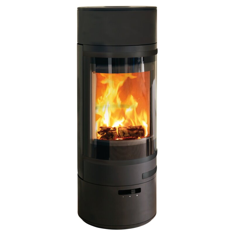 Kaminofen SCAN 85-1 mit niedrigem Sockel und niedrigen Top, Griffe und Leisten schwarz - 8 kW