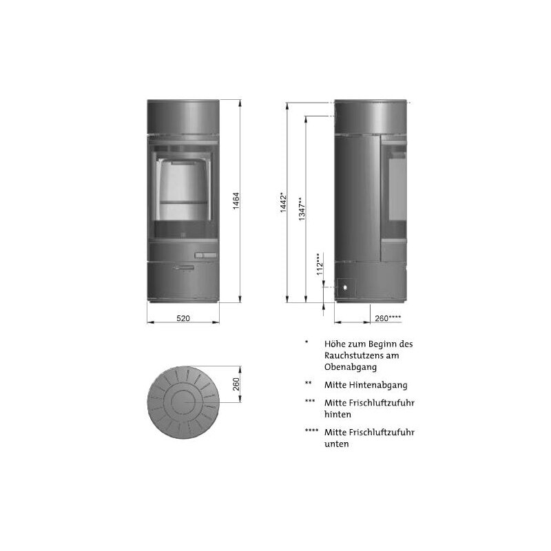 Kaminofen SCAN 85-1 mit niedrigem Sockel und niedrigen Top, Griffe und Leisten schwarz - 8 kW