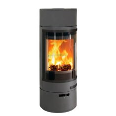 Kaminofen SCAN 85-1 mit niedrigem Sockel und niedrigen Top, Griffe und Leisten schwarz - 8 kW