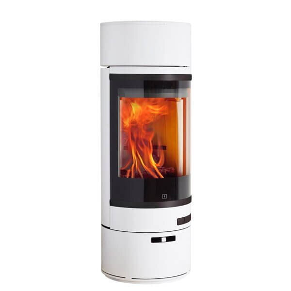 Kaminofen SCAN 85-1 mit niedrigem Sockel und niedrigen Top, Griffe und Leisten schwarz - 8 kW