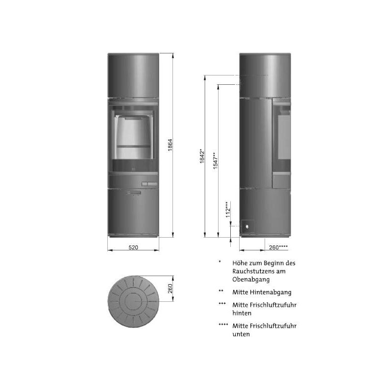 Kaminofen SCAN 85-4 Maxi mit hohem Sockel und hohem Top, Griffe und Leisten Alu - 8 kW
