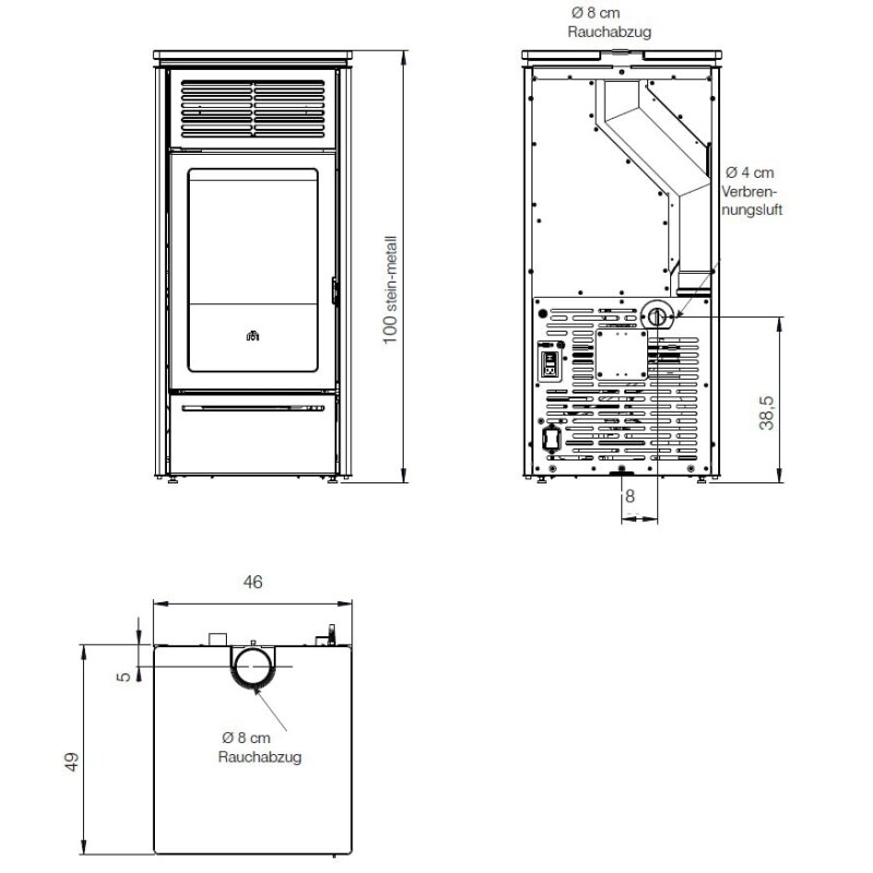 Pelletofen Edilkamin Slide2 5 Up - 5 kW
