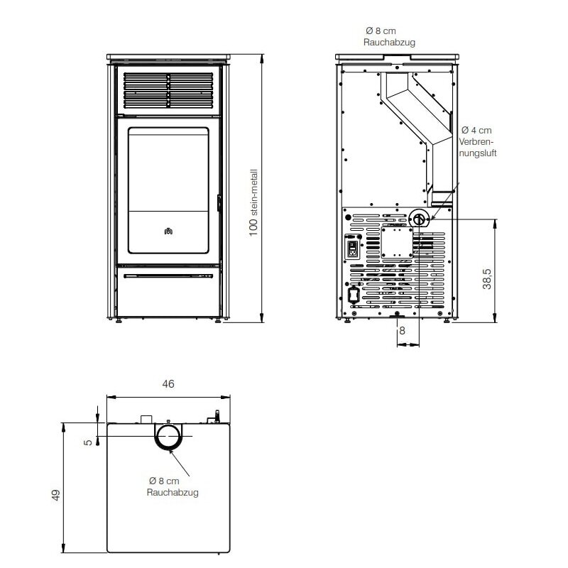 Pelletofen Edilkamin Slide2 7 Up - 6,9 kW