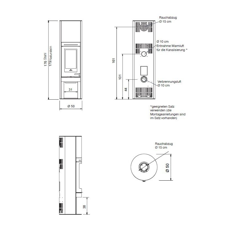 Kaminofen Edilkamin TALLY S Evo - 9,1 kW