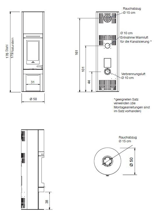 Kaminofen Edilkamin TALLY S Evo - 9,1 kW