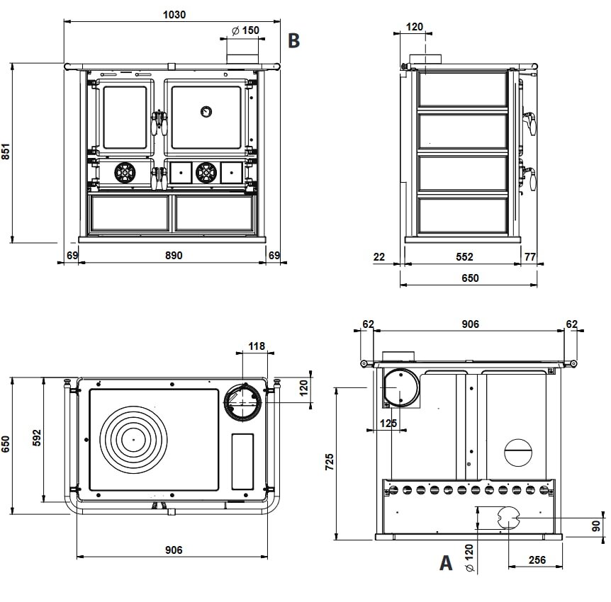 Küchenherd La Nordica Rosa 5.0 Petra - Naturstein - 8,8 kW