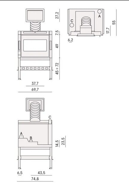 Pellet- Kamineinsatz Cadel Zefiro 9 - 9,3 kW