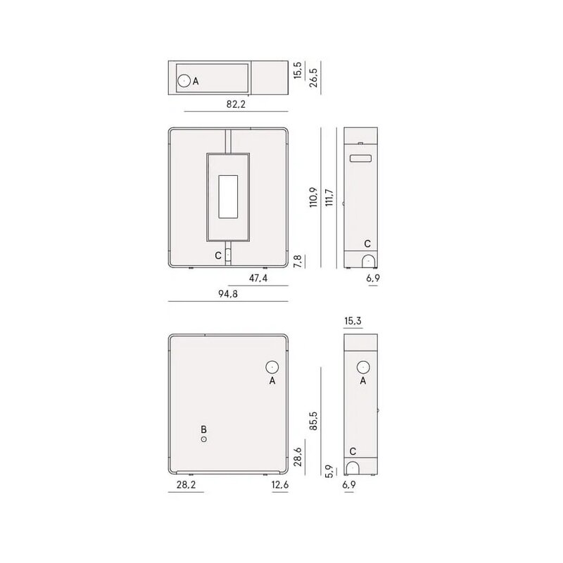 Pelletofen Cadel Tile Plus 10 (kanalisierbar) - 10 kW