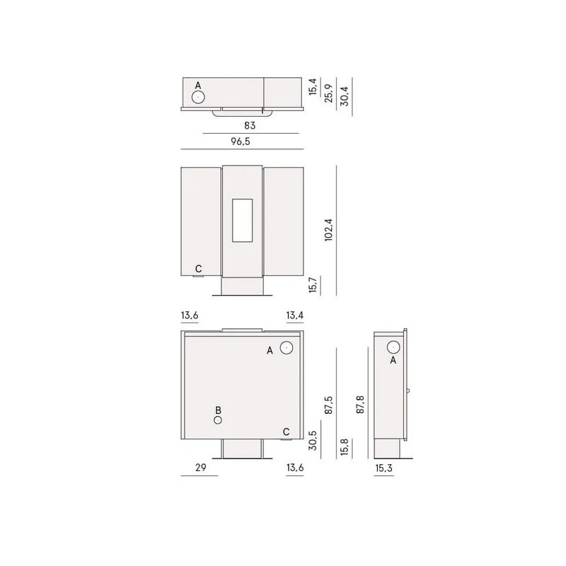 Pelletofen Cadel Wall Plus 10 (kanalisierbar) - 10 kW