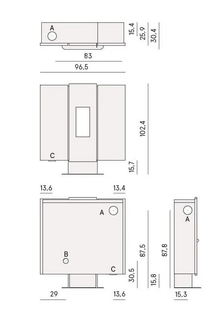 Pelletofen Cadel Wall Plus 10 (kanalisierbar) - 10 kW