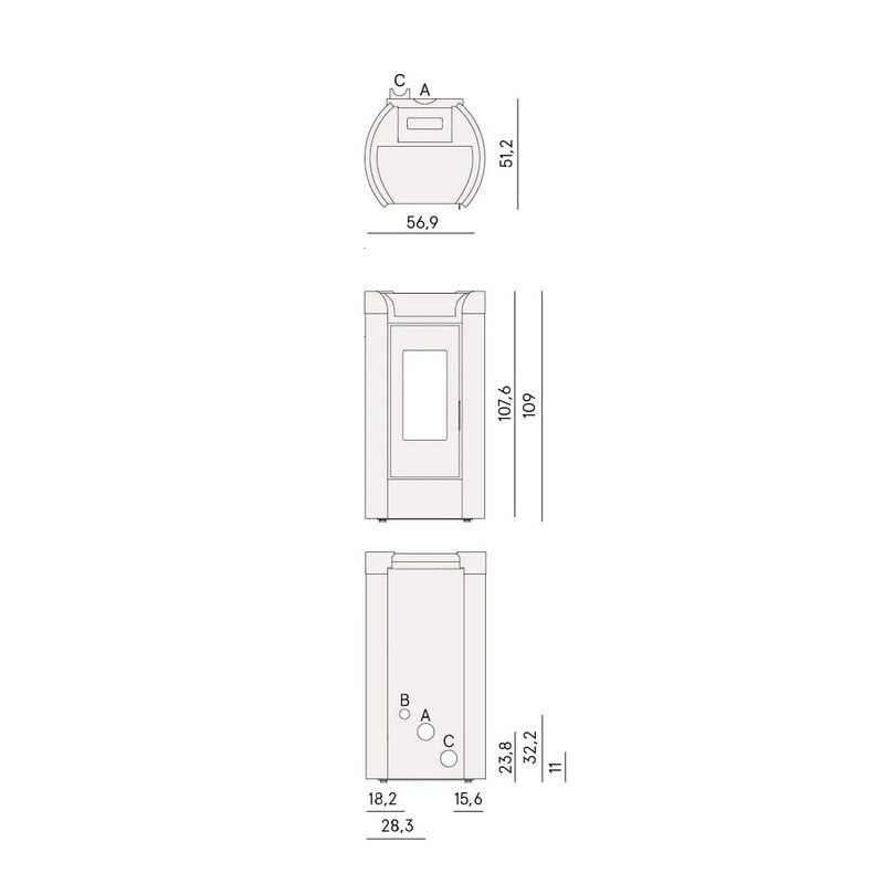 Pelletofen Cadel Fenice Plus 11 (kanalisierbar) - 10,5 kW