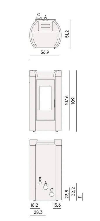 Pelletofen Cadel Fenice Plus 11 (kanalisierbar) - 10,5 kW