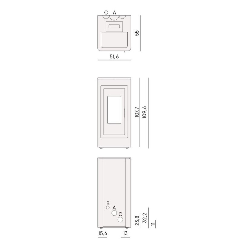 Pelletofen Cadel Kobe Plus 11 (kanalisierbar) - 10,5 kW