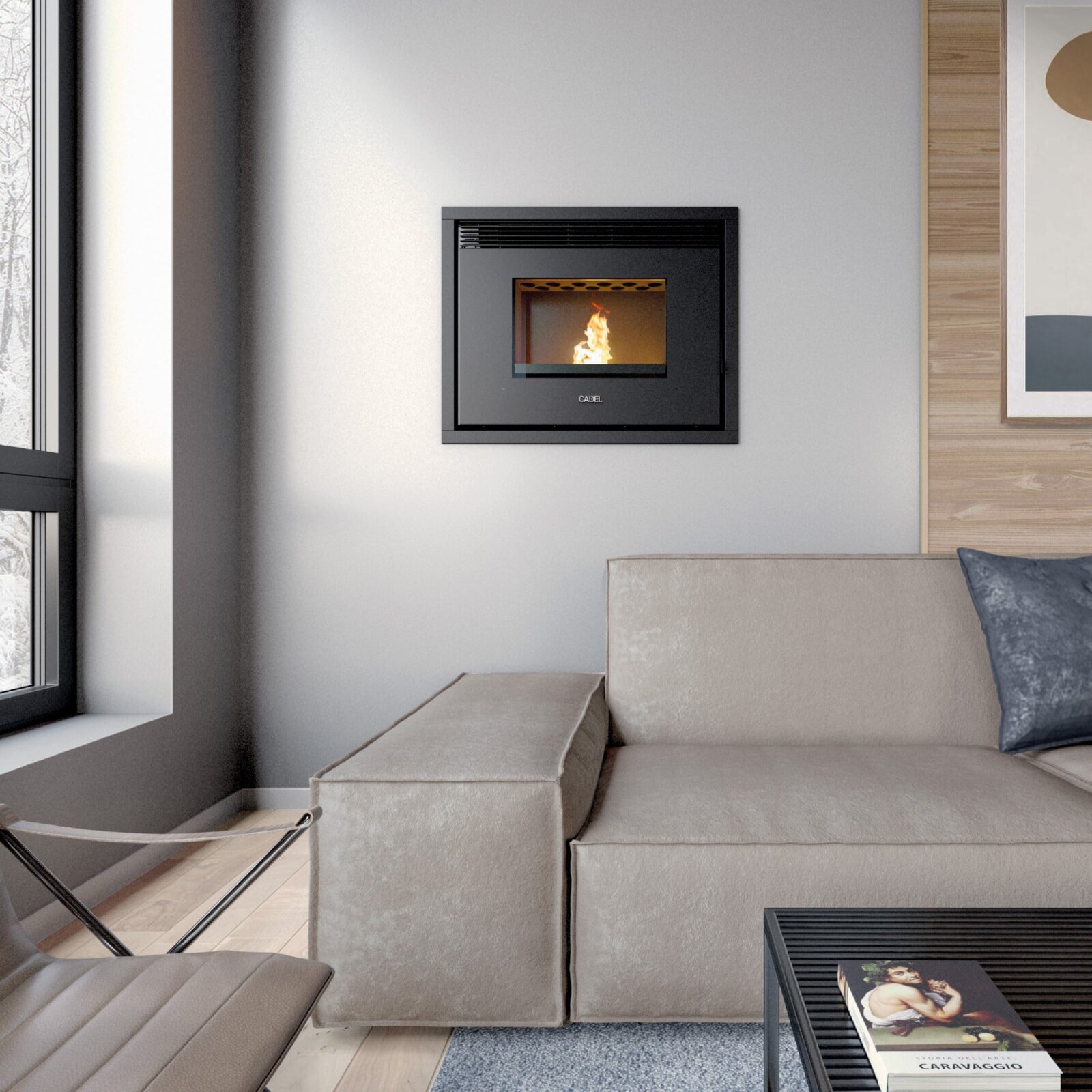 wassergeführter Pelletkamineinsatz Cadel Saturno 16 - 18 kW