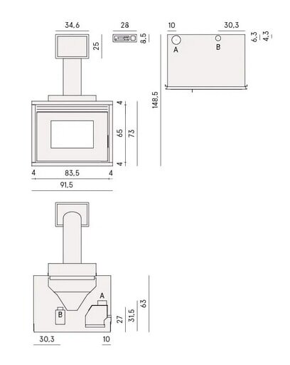 wassergeführter Pelletkamineinsatz Cadel Saturno 24 - 24,7 kW