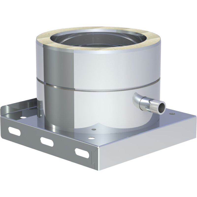 Grundplatte mit Kondensatablauf seitlich und 1/2" Nippel - Ø 130 mm