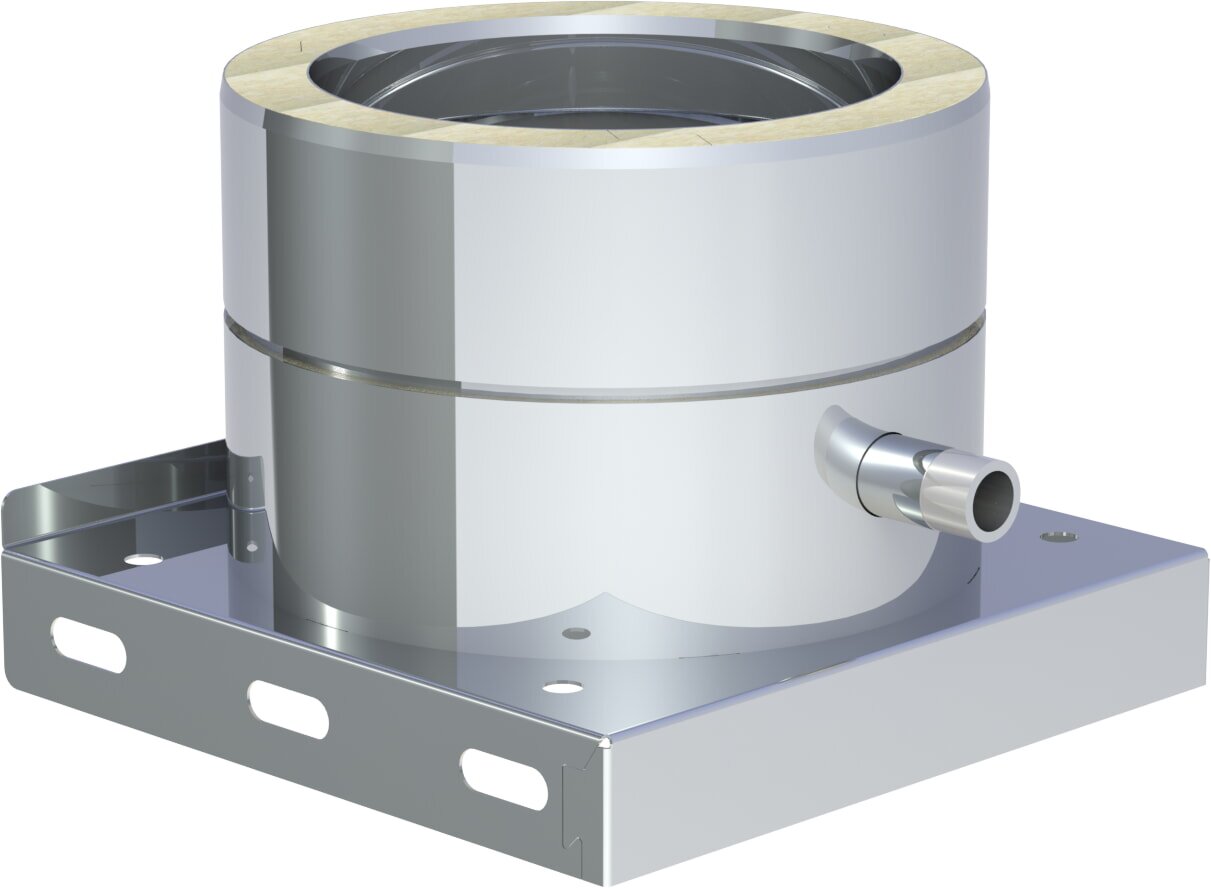 Grundplatte mit Kondensatablauf seitlich und 1/2" Nippel - Ø 130 mm