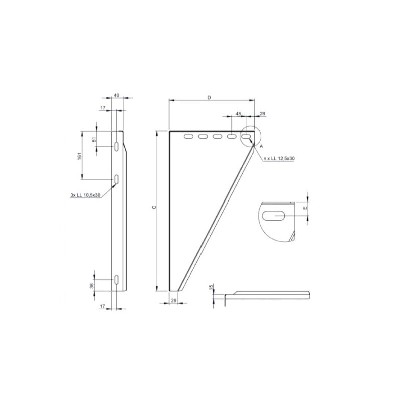 Konsolbleche verstellbar von 50-150mm - Ø 150 mm