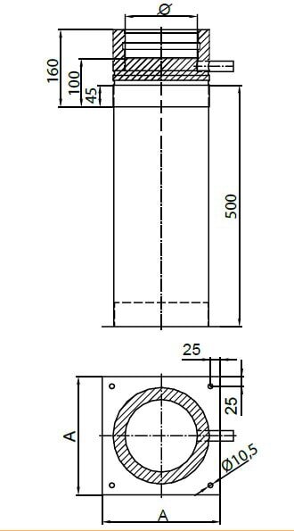 Teleskopstütze 190-630mm inkl. Teleskopkopf m. Kondensatablauf seitl. und 1/2" Nippel - Ø 150 mm