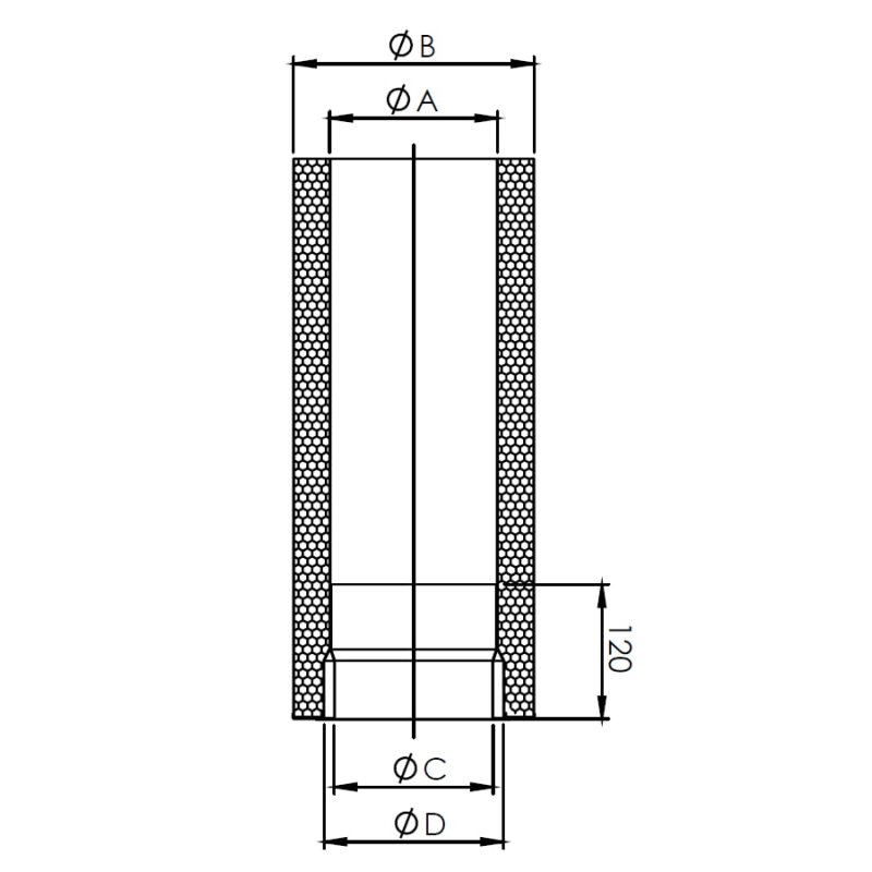 Längenelement 500mm mit integr. Wandf. kürzbar für FERRO - Ø 150 mm